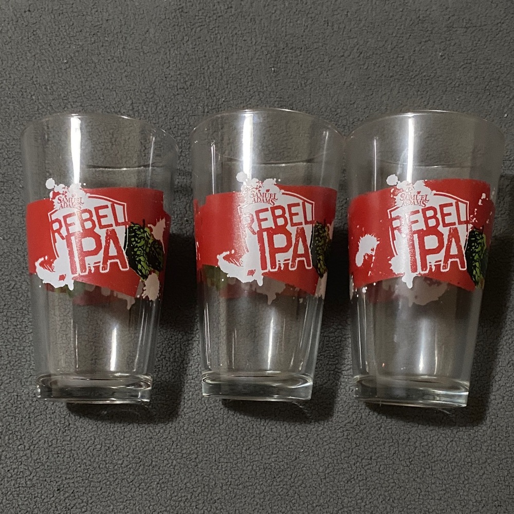 Samuel Adam’s Rebel IPA Beer Pint Glass Set of 3